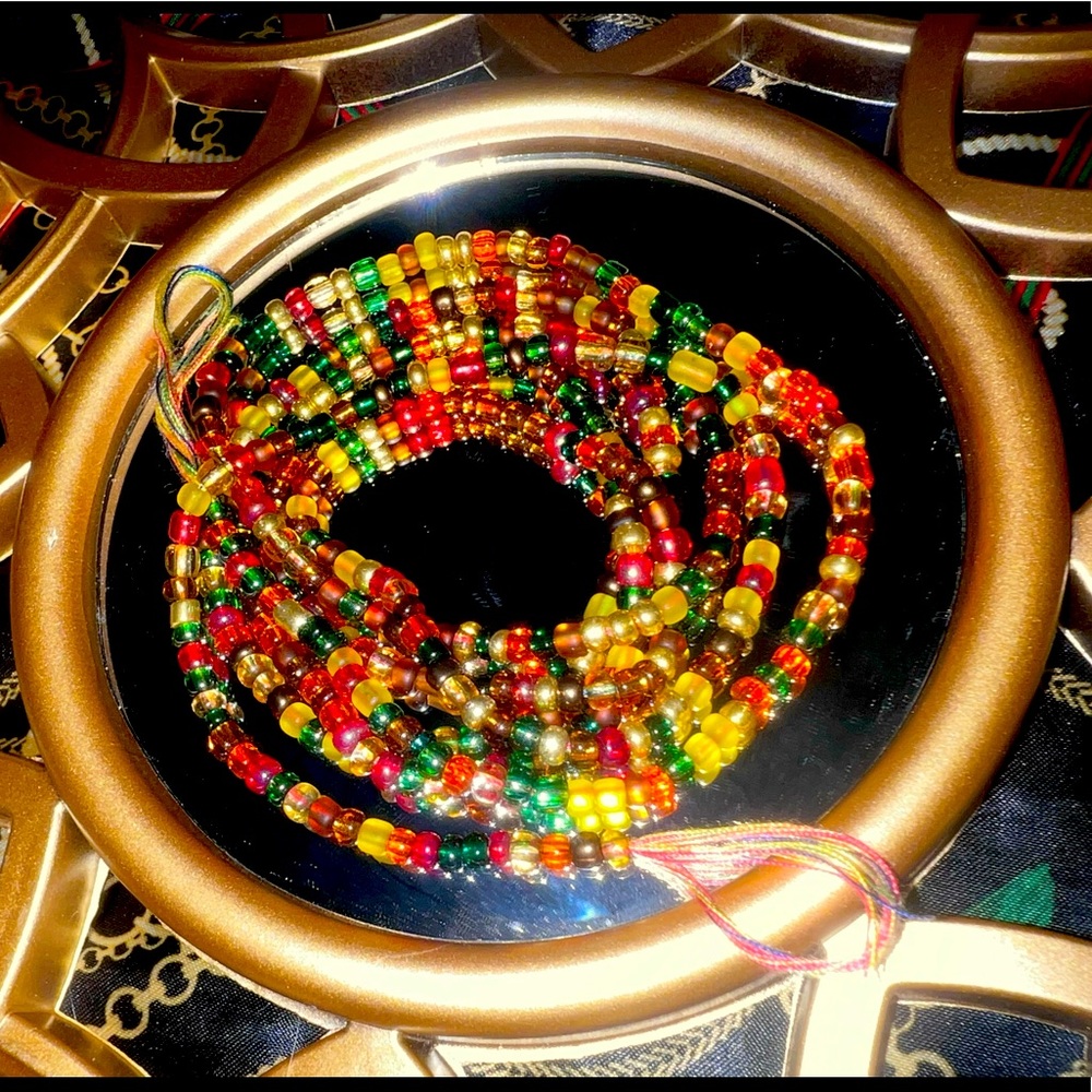 Multi colored with gold Waist Beads